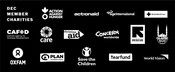 DEC Joint Member logo, featuring all DEC member charity logos - 5 column horizontal black