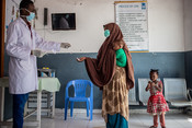 Patients at a health clinic in Mogadishu