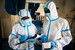 Workers in PPE at De Martini hospital in Mogadishu