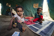 Abeer* & Muna* pose for a picture in an IDP Camp in Yemen