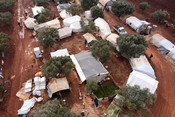 An aerial picture shows Zaitoun Maarshurin displacement camp